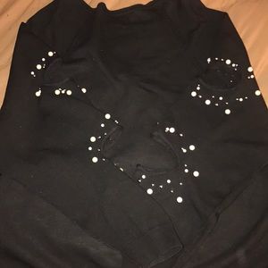Black off the shoulder Zara Pearl sweater